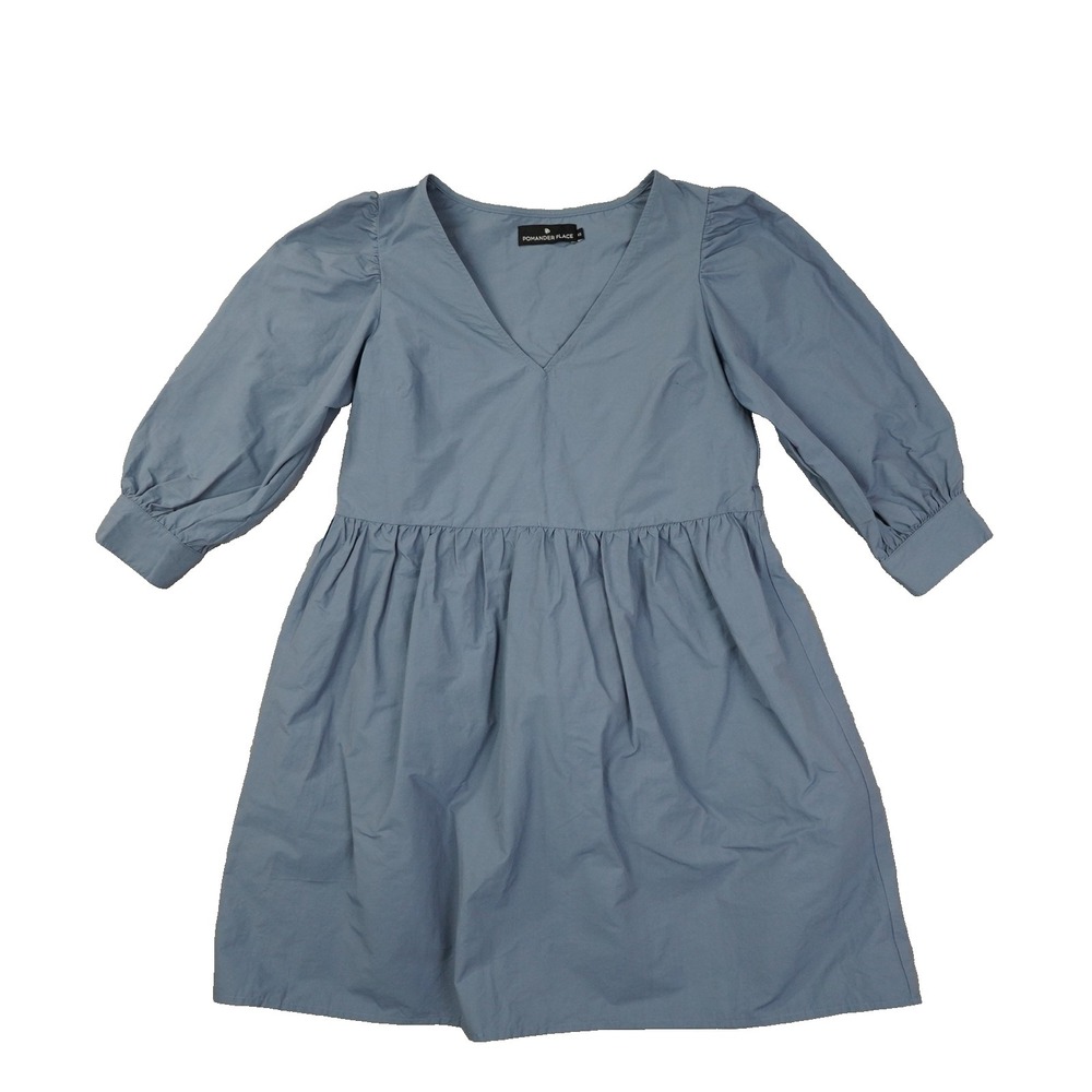 Pomander Place Tuckernuck Lizzie Dress Women's XS Slate Preppy Coastal Babydoll